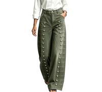 Women Vintage High Waisted Wide Leg Jeans with Metal Side Button Strap | Straight Leg Denim Pants,Boyfriend Multi-Button Bottoms Trousers,Y2K Casual Streetwear,Stylish Fall Daily Outfit Denim Pants