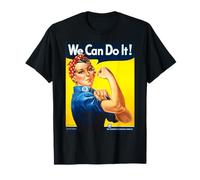 Women We Can Do It Camiseta Rosa The Riveter Mujer Manga Corta Talla S Negra