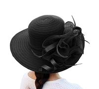 Women Wide Brim Sun Hat Ladies Elegant Floppy Foldable Roll up Cap Beach Straw Hat Royal Ascot Hats Women's Cocktail Tea Party Bridal Church Cloche Bowler Hats Womens Race Derby Cap