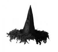 Women Witches Hats Dress Party, Carnivals, Decorations Feathers Trim Wide Brim Costume Accessory Black