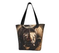 WOmeng Angry Rhino - Bolsa de hombro versátil con estampado de rinoceronte para viajes, playa, uso diario, amplio almacenamiento