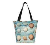 WOmeng Bolsa de hombro versátil con estampado de concha de mar, para viajes, playa, uso diario, amplio almacenamiento