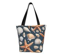 WOmeng Bolsa de hombro versátil con estampado de estrellas de mar y conchas para el verano, para viajes, playa, uso diario, amplio almacenamiento