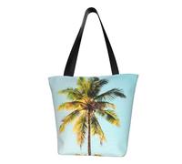 WOmeng Bolsa de hombro versátil con estampado de palmeras para el verano, bolsa de viaje, playa, uso diario, amplio almacenamiento