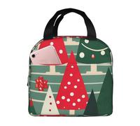 WOmeng Bolsa térmica funcional con estampado de árboles de Navidad, lonchera de moda, adecuada para niños y adultos, actividades al aire libre