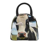 WOmeng Bolsas de almuerzo aisladas con estilo de vaca lechera, bolsa portátil de gran capacidad, para la escuela, caminata, playa, salidas