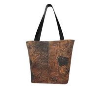 WOmeng Bolso de mano de piel de vacuno marrón con impresión artística de verano, versátil, bolsa de viaje, playa, uso diario, amplio almacenamiento