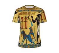 WOmeng Camiseta de manga corta con estampado de la serie Ancient Egypt Tribe para hombre, para correr, rutinas de fitness, actividades de verano, Negro, 6XL