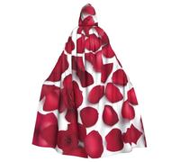 WOmeng Capa con capucha para adultos, con estampado de pétalos de rosas rojas, para cosplay, carnaval, fiesta de máscaras, accesorio