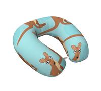 WOmeng Divertida almohada con estampado de zoológico de canguro, cómoda en forma de U, soporte para el cuello, flexibilidad para vuelos largos y viajes por carretera