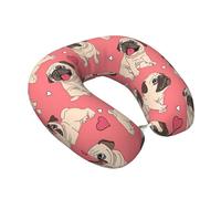 WOmeng Divertida almohada flexible con diseño de carlino de carlino y cachorro, cómodo soporte para el cuello en forma de U, para viajes por carretera