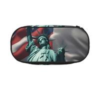 WOmeng Estuche ligero y práctico con la bandera de la Estatua de la Libertad para maquillaje, escuela, viajes, oficina, uso versátil, Black, Talla única, Organizador de bolsas