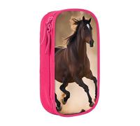 WOmeng Estuche práctico con estampado de caballos corriendo, suministros escolares, bolígrafos, lápices, accesorios de arte, varias ocasiones, Pink, Talla única, Bolsillo para el paquete