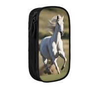 WOmeng Estuche práctico con estampado de caballos corriendo, suministros escolares, bolígrafos, lápices, accesorios de arte, varias ocasiones, Black, Talla única, Bolsillo para el paquete