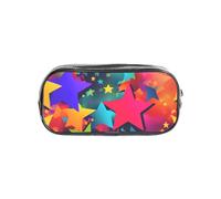 Womeng Estuche transparente con estampado de estrellas arcoíris para niños y niñas, organizador de artículos de papelería transparente