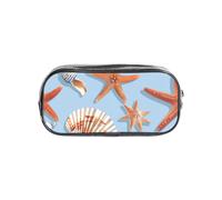 Womeng Estuche transparente con estampado de estrellas de mar y conchas marinas para niños y niñas, organizador de artículos de papelería transparente