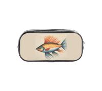 Womeng Estuche transparente con estampado de pez volador de cártamo para niños y niñas, organizador de artículos de papelería transparente