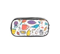 Womeng Estuche transparente con plumas dibujadas a mano sobre estampado blanco para niños y niñas, organizador de artículos de papelería transparente