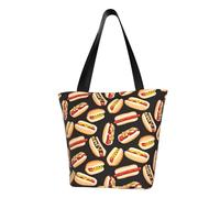 WOmeng Fun Food Hot Dogs Print Summer Versátil Bolsa de hombro de transporte Bolsa de viaje Playa Uso Diario Amplio Almacenamiento