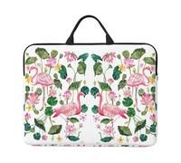 Womeng Funda portátil para laptop de 14 pulgadas, diseño de flamenco, diseño de hojas redondas, para escuela, oficina, viajes, trabajo, uso diario