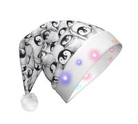 WOmeng Gorro de Navidad unisex con diseño de pingüinos lindos para adultos, con luces, accesorio de día festivo, sombreros de Papá Noel para fiesta de Navidad