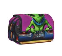 WOmeng Green Alien Print - Estuche versátil para bolígrafos, compartimentos prácticos, suministros de oficina de viaje, gran capacidad