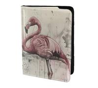 WOmeng Ink Flamingos Print - Funda tipo cartera para pasaporte para hombre y mujer, ligera, elegante, Black, Talla única