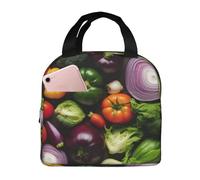 WOmeng Introducción de varias verduras con estampado funcional bolsa térmica de moda lonchera adecuada para niños y adultos actividades al aire libre