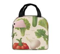 WOmeng Introducción de varias verduras con estampado funcional bolsa térmica de moda lonchera adecuada para niños y adultos actividades al aire libre