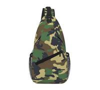 WOmeng Mochila cruzada con estampado de camuflaje militar verde para hombres y mujeres, mochila bandolera, para viajes, senderismo, uso diario, hombro a la moda