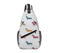 WOmeng Mochila cruzada con estampado de perros salchicha para hombre y mujer, para viajes, senderismo, uso diario, hombro a la moda