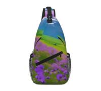 WOmeng Nature Purple Flowers Meadow Mountain Scenic Print - Mochila cruzada para hombre y mujer, para viajes, senderismo, uso diario, hombro a la moda