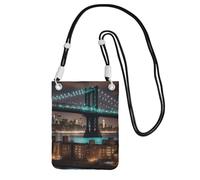 WOmeng New York Manhattan Bridge - Bolsa cruzada para teléfono móvil, resistente al agua, para viajes, senderismo, compras, uso diario, Black, Talla única