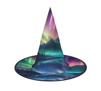 WOmeng Sombrero de bruja con estampado de luces del norte oscuras, accesorio de disfraz de carnaval, plegable, ligero, para festivales