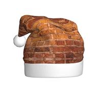 WOmeng Sombrero de Navidad unisex con diseño de pared de ladrillo industrial para adultos, gorro de Navidad, decoración de fiesta, disfraz, accesorio para la cabeza