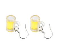 Womens 1 Pair Beer Mug Stud Perforation Resin Miss Funky Earrings