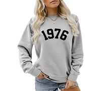 Women's 1976 Sweatshirt Casual Long Sleeve Crewneck Pullover Tops Mom Loose Blouse Birthday Gift Shirts