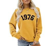 Women's 1976 Sweatshirt Casual Long Sleeve Crewneck Pullover Tops Mom Loose Blouse Birthday Gift Shirts