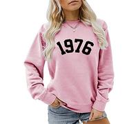 Women's 1976 Sweatshirt Casual Long Sleeve Crewneck Pullover Tops Mom Loose Blouse Birthday Gift Shirts