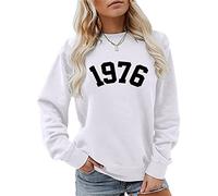 Women's 1976 Sweatshirt Casual Long Sleeve Crewneck Pullover Tops Mom Loose Blouse Birthday Gift Shirts