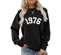 Women's 1976 Sweatshirt Casual Long Sleeve Crewneck Pullover Tops Mom Loose Blouse Birthday Gift Shirts