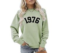 Women's 1976 Sweatshirt Casual Long Sleeve Crewneck Pullover Tops Mom Loose Blouse Birthday Gift Shirts