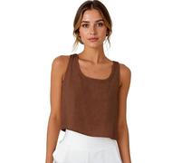 Women's 2026 Cotton Linen Scoop Neck Tank Top Casual Sleeveless Camisole Summer Beach Outfit