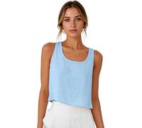 Women's 2026 Cotton Linen Scoop Neck Tank Top Casual Sleeveless Camisole Summer Beach Outfit