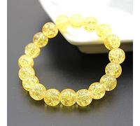 Women's 8mm 10mm Cracked Quartz Crystal Beaded Round Glass Beads Stretch Bracelet Bangle Bracelets Women Girl Charm Wrap Jewelry-HTBH10M8 Yellow