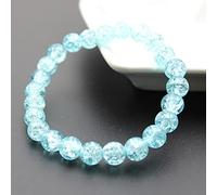 Women's 8mm 10mm Cracked Quartz Crystal Beaded Round Glass Beads Stretch Bracelet Bangle Bracelets Women Girl Charm Wrap Jewelry-HTBH8M6 Blue