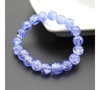 Women's 8mm 10mm Cracked Quartz Crystal Beaded Round Glass Beads Stretch Bracelet Bangle Bracelets Women Girl Charm Wrap Jewelry-HTBH10M7 Blue