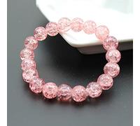 Women's 8mm 10mm Cracked Quartz Crystal Beaded Round Glass Beads Stretch Bracelet Bangle Bracelets Women Girl Charm Wrap Jewelry-HTBH10M2 Pink