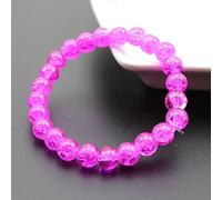 Women's 8mm 10mm Cracked Quartz Crystal Beaded Round Glass Beads Stretch Bracelet Bangle Bracelets Women Girl Charm Wrap Jewelry-HTBH8M5 Dark Rose