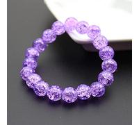 Women's 8mm 10mm Cracked Quartz Crystal Beaded Round Glass Beads Stretch Bracelet Bangle Bracelets Women Girl Charm Wrap Jewelry-HTBH10M4 Purple